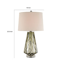 31 Inch Accent Table Lamp with White Drum Shade, Rippled Gray Glass Base - BM315443