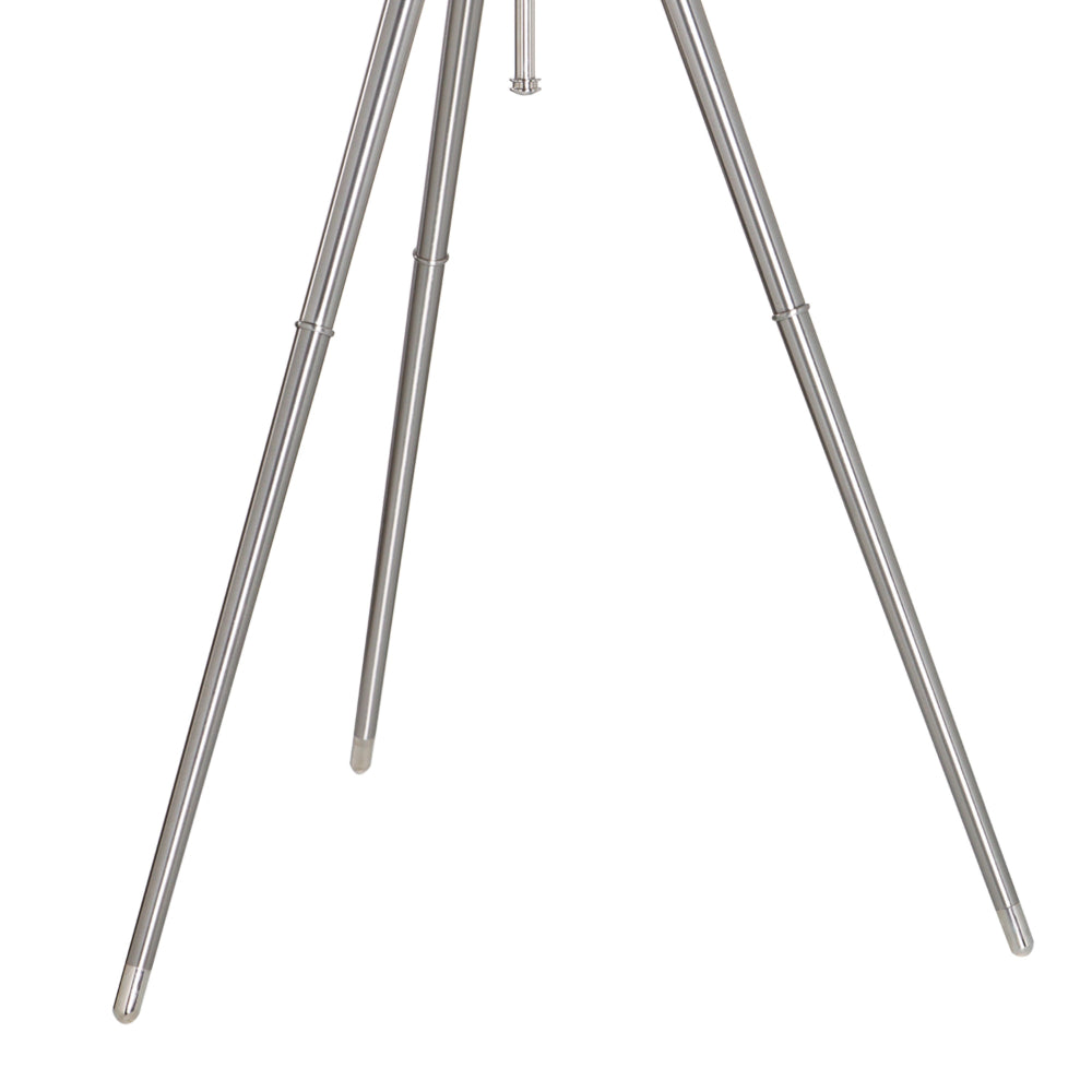 66 Inch Floor Lamp with White Drum Shade, Modern Chrome Metal Tripod Base - BM315444