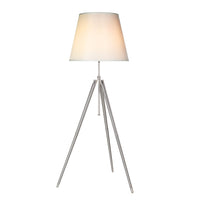 66 Inch Floor Lamp with White Drum Shade, Modern Chrome Metal Tripod Base - BM315444