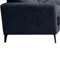 Jake 37 Inch Accent Sofa Armchair, Black Chenille Foam Cushions, Metal Legs - BM315482