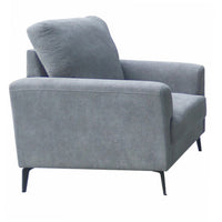 Jake 37 Inch Accent Sofa Armchair, Gray Chenille Foam Cushions, Metal Legs - BM315483