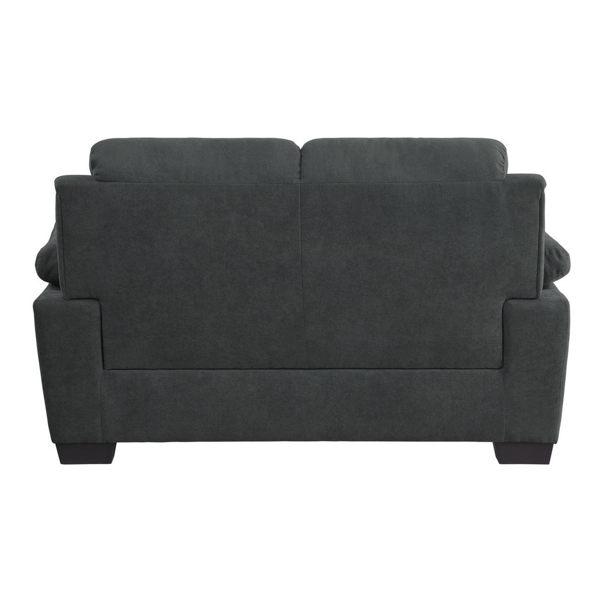 Hugh 58 Inch Loveseat, Dark Gray Polyester, Foam Cushioned, Solid Wood - BM315494