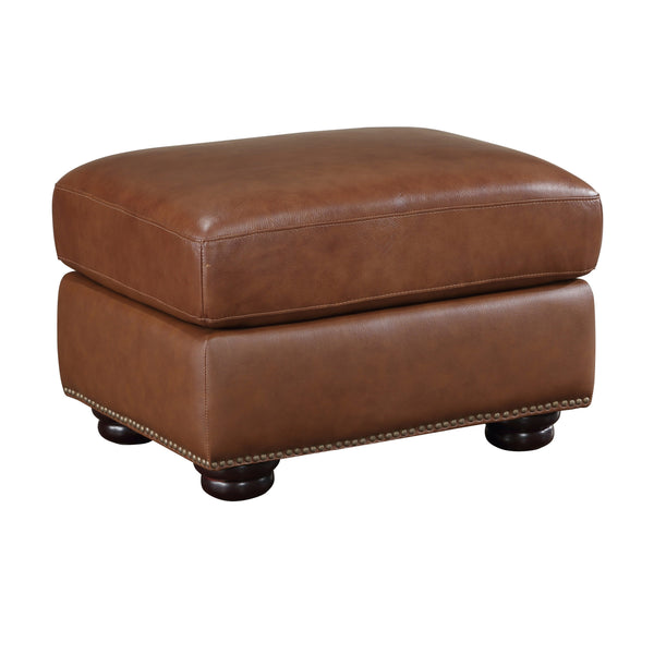 Boro 28 Inch Ottoman, Rich Brown Top Grain and Faux Leather, Solid Wood - BM315513