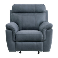 Clif 38 Inch Manual Glider Reclining Accent Chair, Blue Microfiber, Wood - BM315527