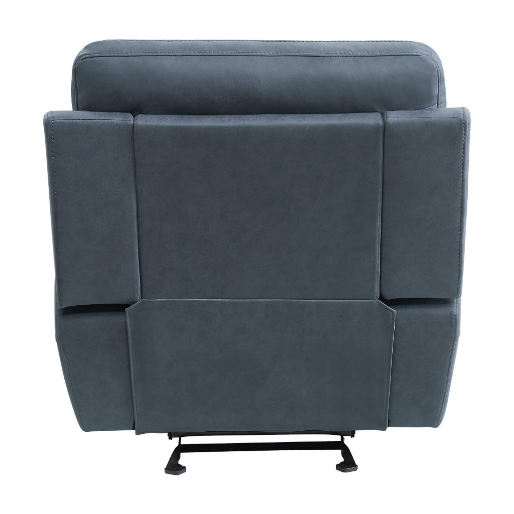 Clif 38 Inch Manual Glider Reclining Accent Chair, Blue Microfiber, Wood - BM315527