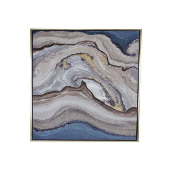 36 x 47 Framed Canvas, Blue Abstract Oil Painting Natural Fiber, Multicolor - BM315570