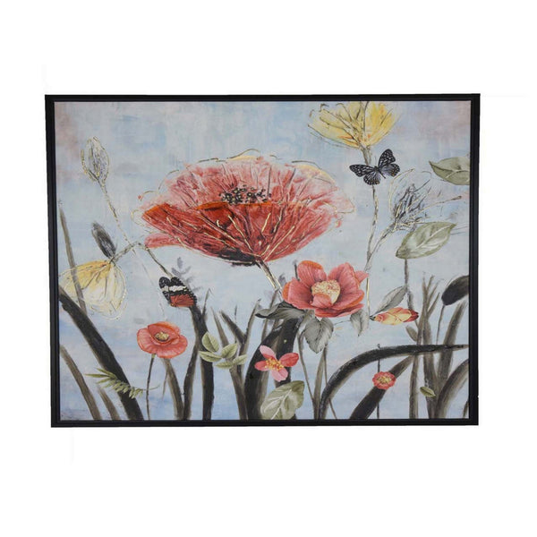 40 x 40 Framed Canvas, Red Floral Oil Painting, Natural Fiber, Multicolor - BM315574