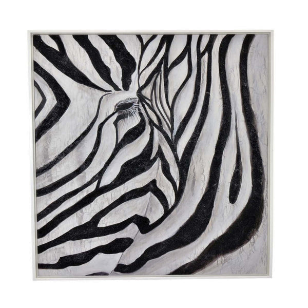 36 x 47 Wall Art, Zebra Animal Painting, Natural Fiber, Black and White - BM315577