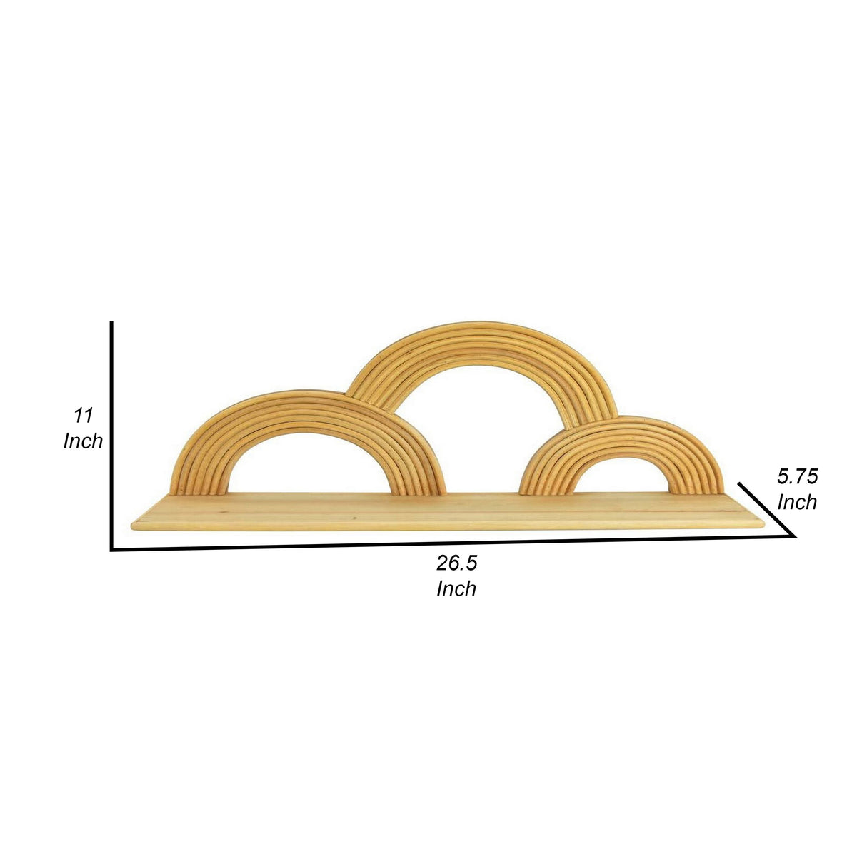 Dadi 27 Inch Wall Decoration Shelf, 3 Layered Semi Circle Design, Brown - BM315582