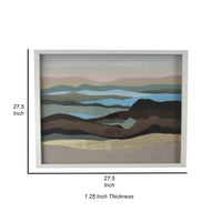 28 x 28 Framed Wall Art Painting, Abstract Dune Waves, Primary Multicolors - BM315585