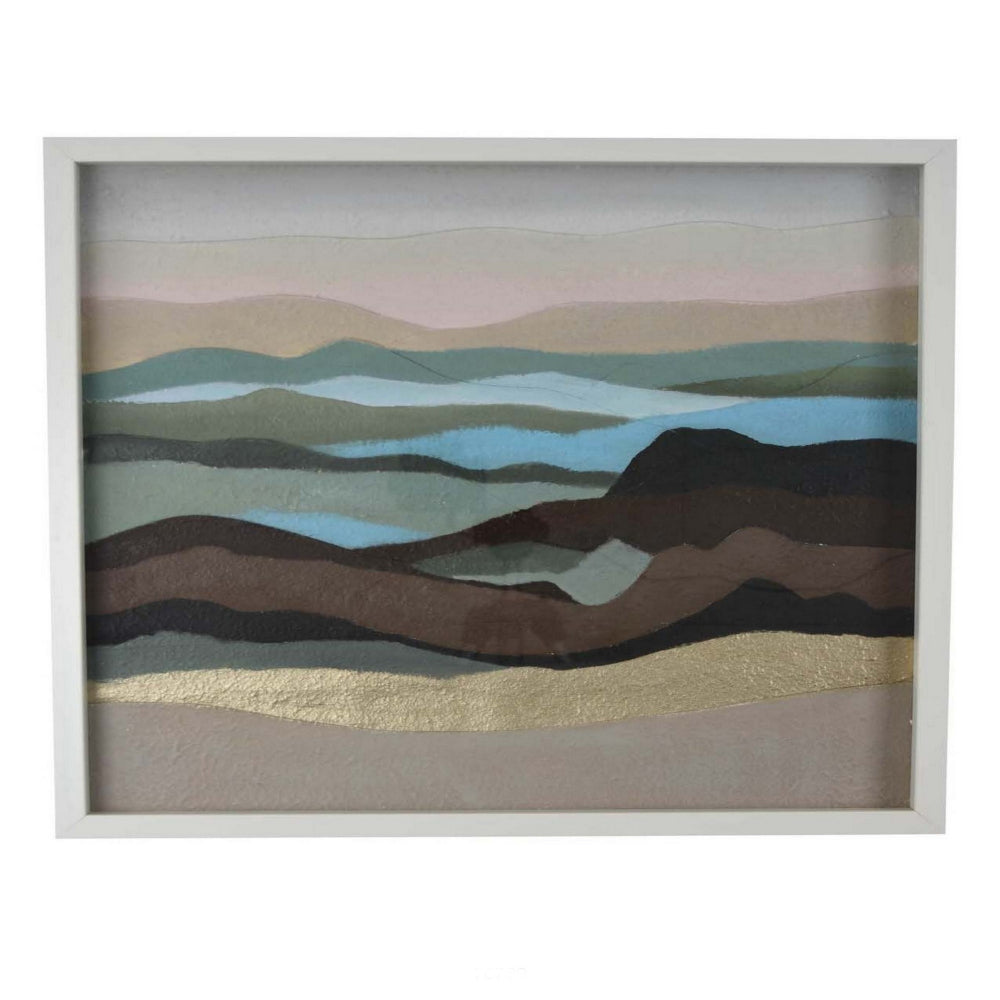 28 x 28 Framed Wall Art Painting, Abstract Dune Waves, Primary Multicolors - BM315585