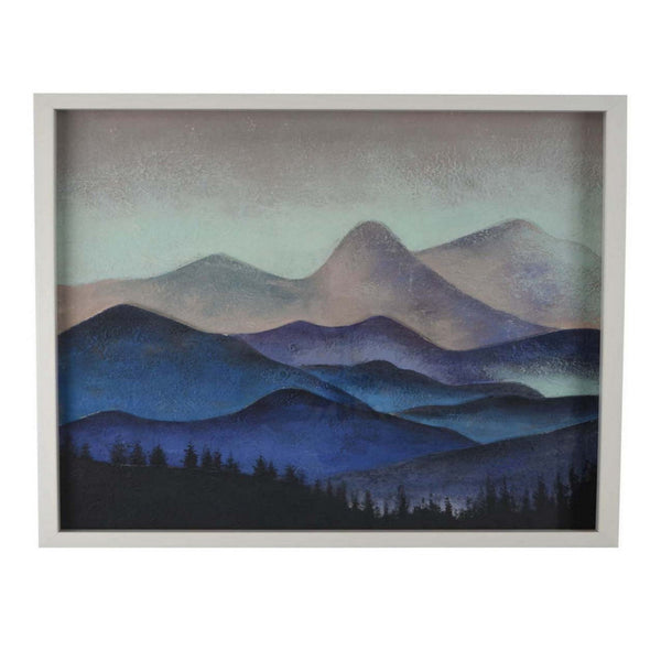 28 x 28 Framed Wall Art Painting, Mountains, Natural Fiber, Multicolor - BM315586