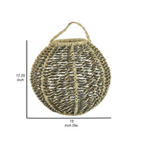 Hani 17 Inch Tabletop Decor Lantern, Beige Woven Fiber, Oval Shape, Gray - BM315587