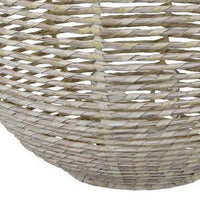 Hani 17 Inch Tabletop Decor Lantern, Woven Fiber Frame, Oval Shape, White - BM315591