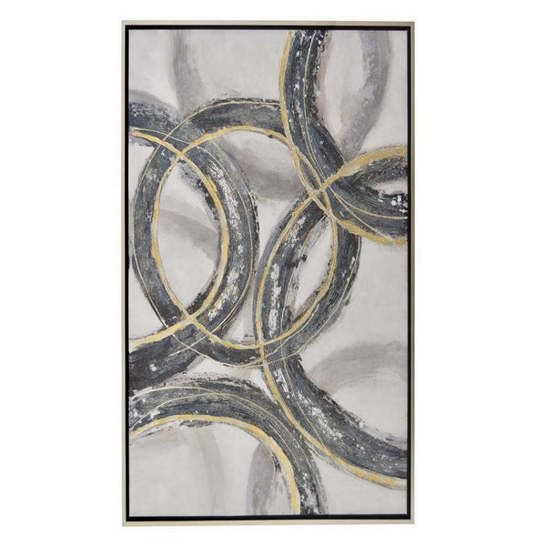 36 x 47 Inch Modern Wall Oil Painting, Framed Canvas, Abstract Gray Gold - BM315607