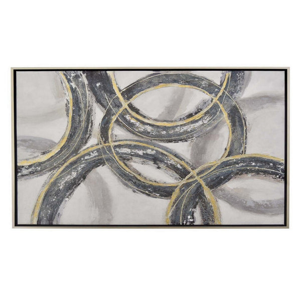 36 x 47 Inch Modern Wall Oil Painting, Framed Canvas, Abstract Gray Gold - BM315607