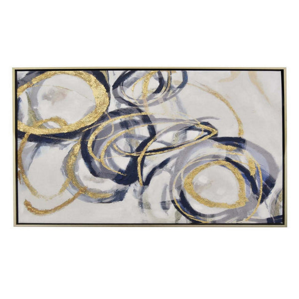 36 x 47 Inch Wall Oil Painting, Framed Canvas, Gold and Black Tones - BM315608