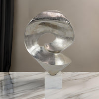 24 Inch Tabletop Home Decor Piece, Modern Art Sculpture, Chrome Metal - BM315617