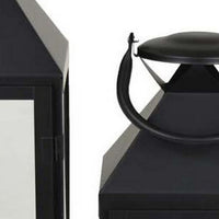 Davi Set of 3 Decorative Lanterns, Curved Handles, Glass Panel, Black Metal - BM315628