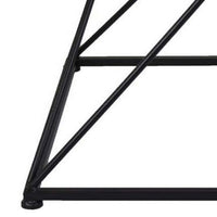 21 Inch Plant Stand Side Table, Mirror Top, Black Geometric Metal Frame - BM315644