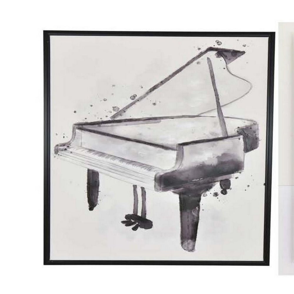 30 x 40 Framed Wall Art Painting Set of 2, Guitar and Piano, Black, White - BM315650