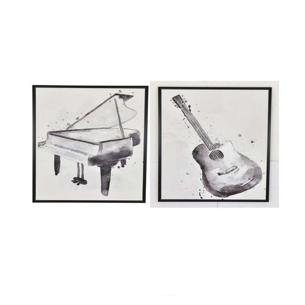 30 x 40 Framed Wall Art Painting Set of 2, Guitar and Piano, Black, White - BM315650