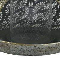 18 Inch Decorative Lantern, Embossed Design, Tear Drop Shape, Gold Metal - BM315654