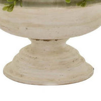 15 Inch Faux Boxwood Topiary Plant in Urn Pedestal Pot, Off White Planter - BM315663