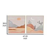 36 x 47 Decorative Framed Wall Art Print Set of 2, Day and Night, Brown - BM315670