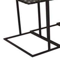 Set of 3 Plant Stand Side Tables, Rectangular Mesh Top, Black Metal Frame - BM315671