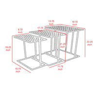 Set of 3 Plant Stand Side Tables, Rectangular Mesh Top, Black Metal Frame - BM315671