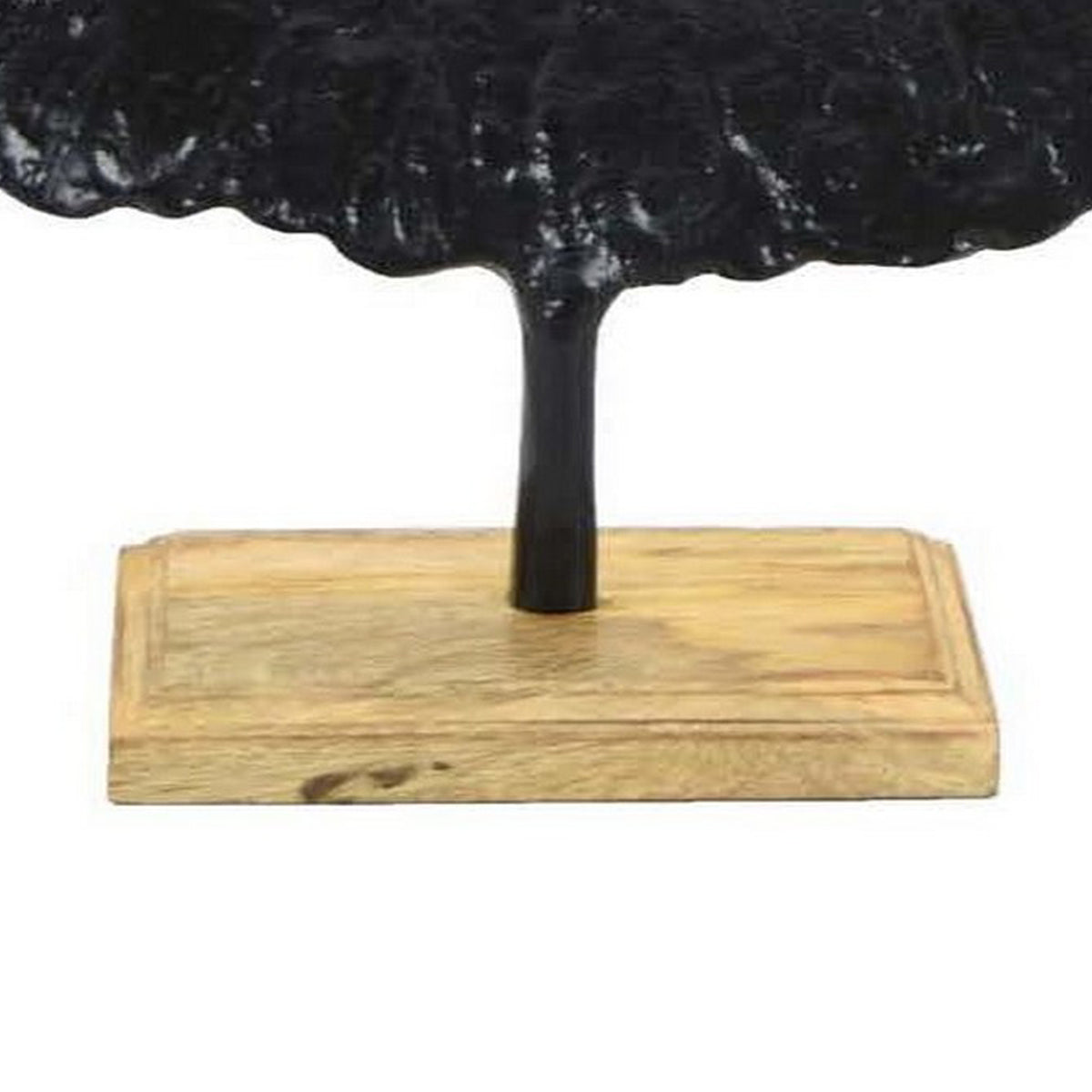 23 Inch Tabletop Decoration, Black Round Circle on Square Wood Base, Black - BM315684