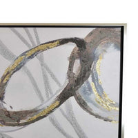 30 x 40 Inch Abstract Wall Art, Gold Silver Accent Canvas Oil Painting - BM315687