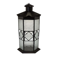 23 Inch Modern Decorative Lantern, Hexagonal Glass Case, Black Metal - BM315691