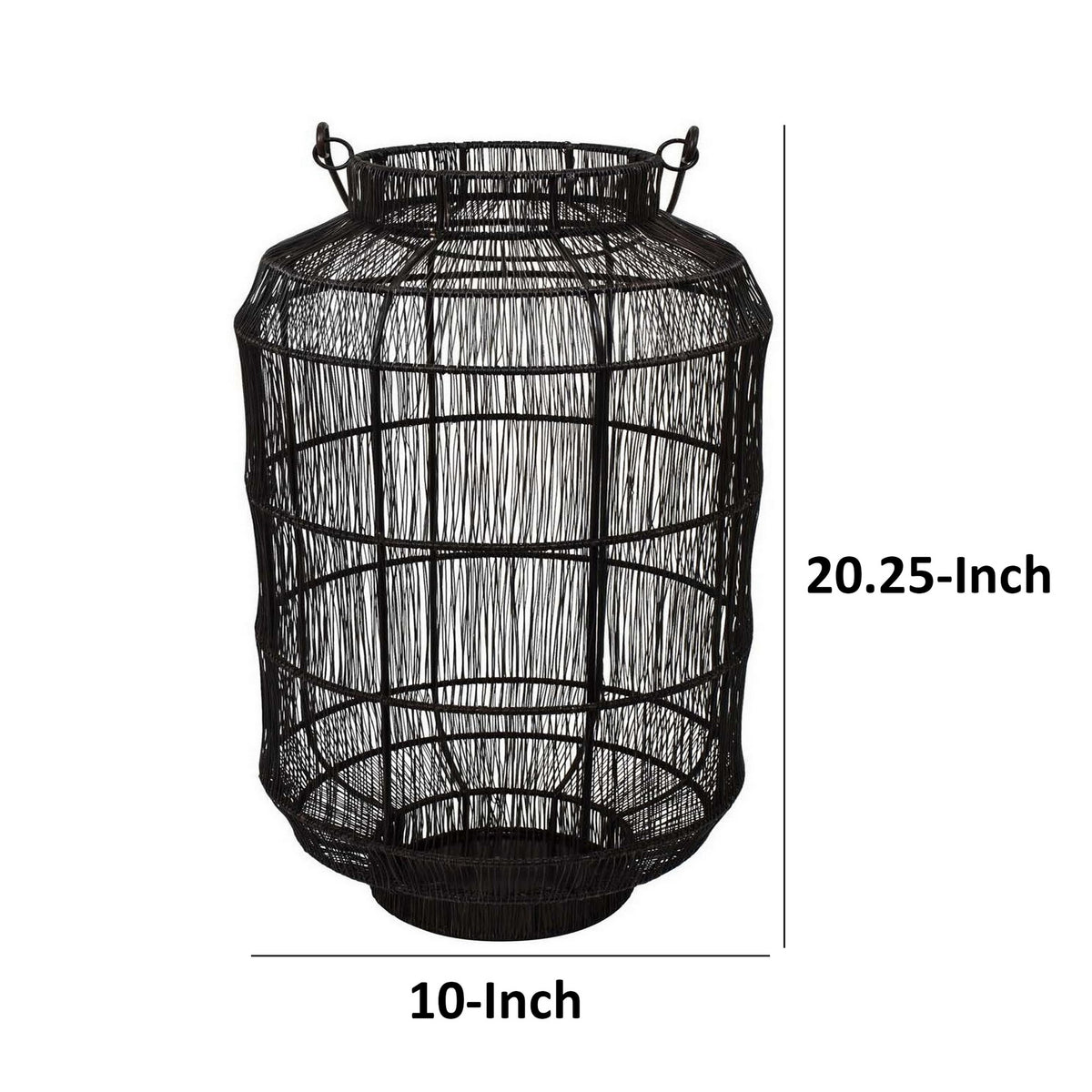 Fyn 20 Inch Decorative Candle Lantern, Boho Style Decor, Black Metal - BM315692