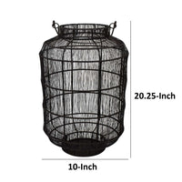 Fyn 20 Inch Decorative Candle Lantern, Boho Style Decor, Black Metal - BM315692