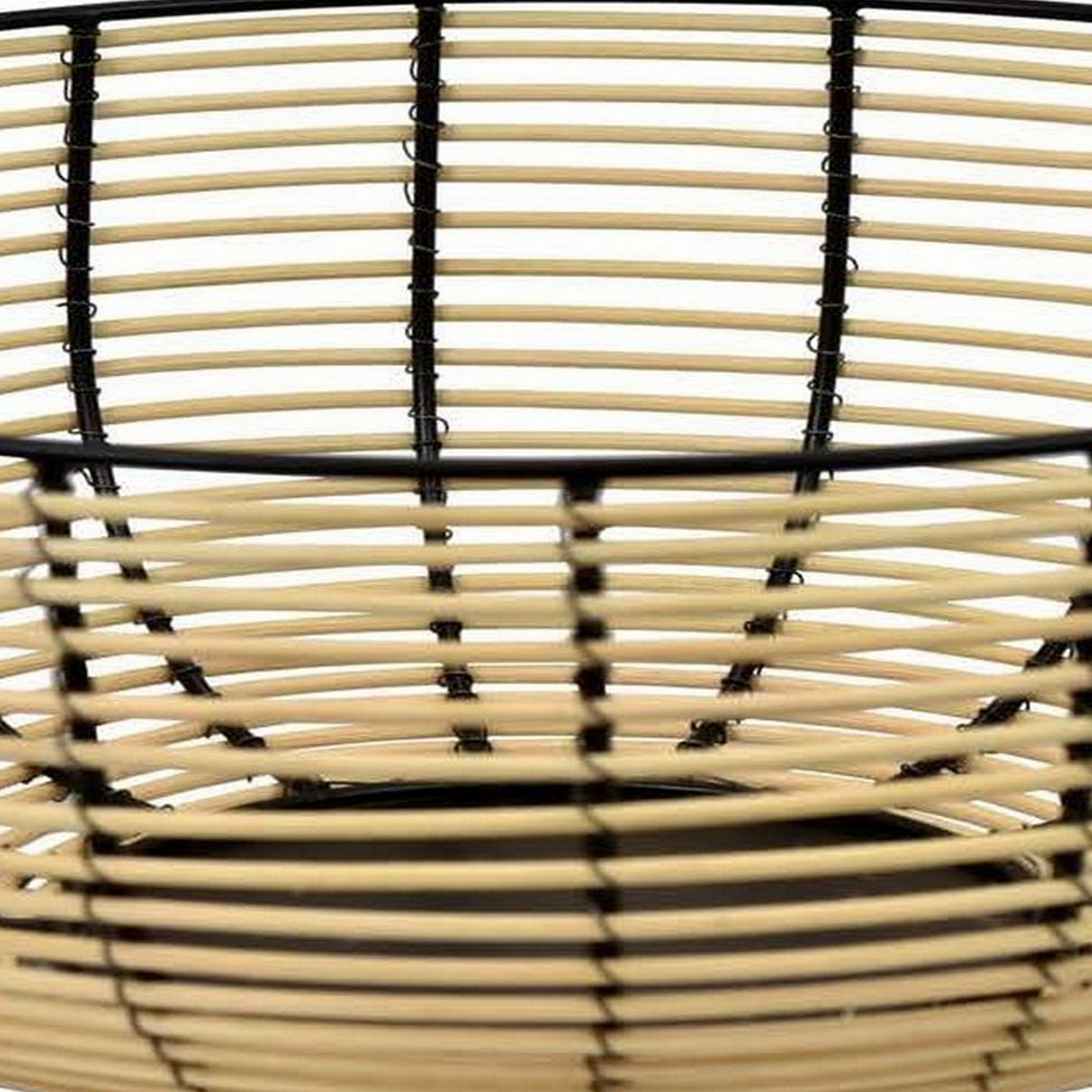 14 Inch Decorative Bowl, Accent Wired Woven Basket, Black, Natural Brown - BM315694