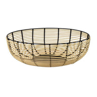 14 Inch Decorative Bowl, Accent Wired Woven Basket, Black, Natural Brown - BM315694