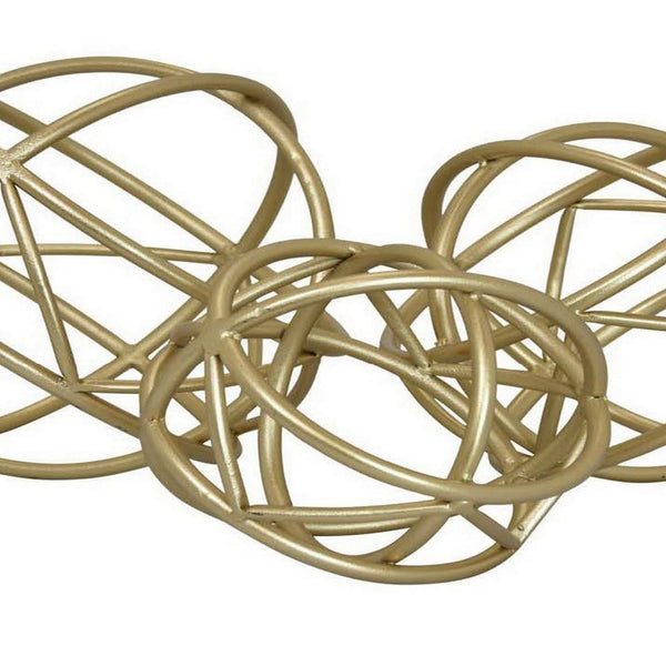 Modern Tabletop Decor Orb Set of 3, Accent Piece Accessories, Gold Metal - BM315702