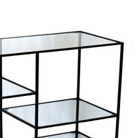 35 Inch Plant Stand Console Table, 4 Shelves, Rectangular top, Black Metal - BM315705