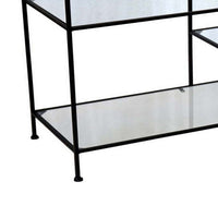 35 Inch Plant Stand Console Table, 4 Shelves, Rectangular top, Black Metal - BM315705