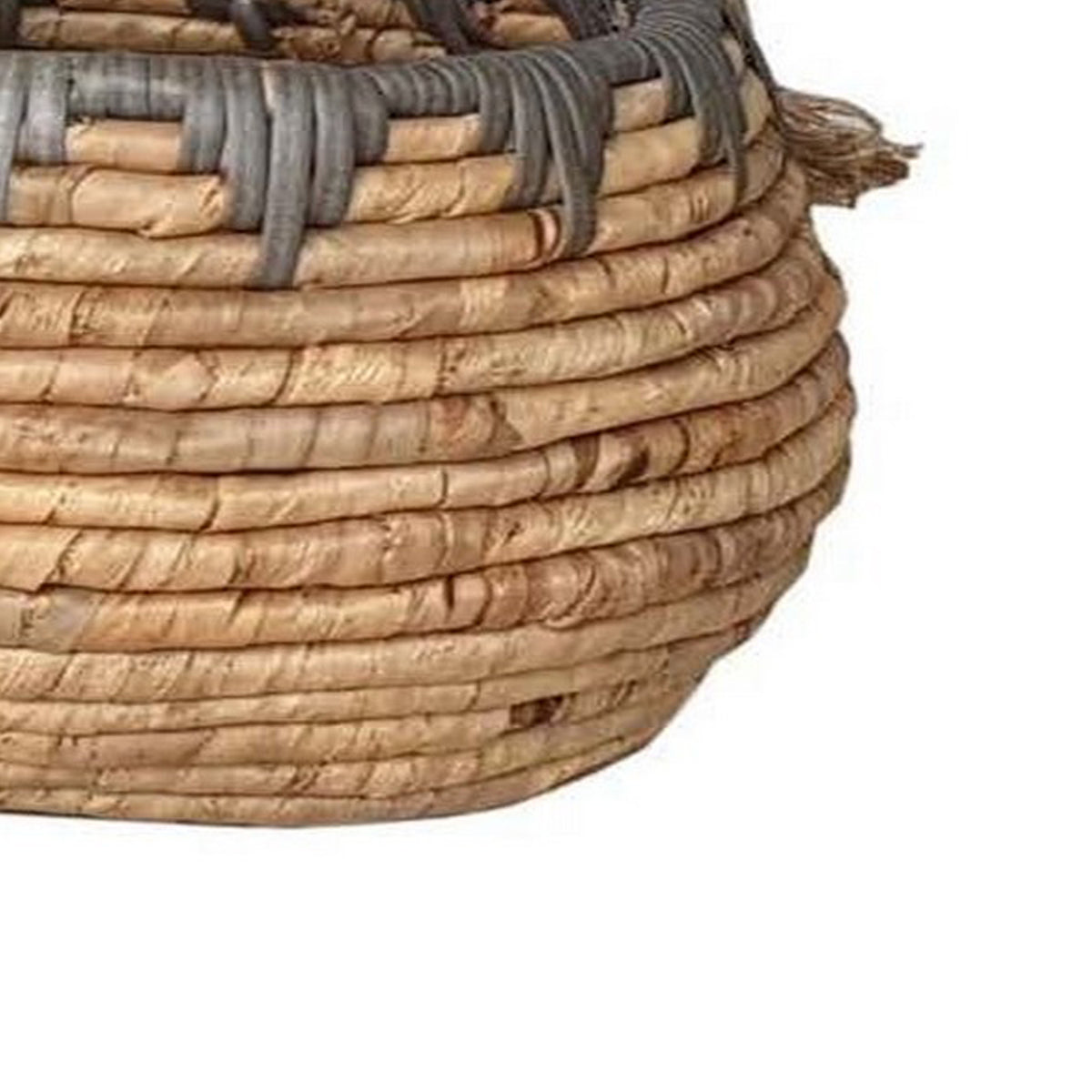 Decorative Storage Basket Set of 2, Handwoven Water Hyacinth Fiber, Brown - BM315707