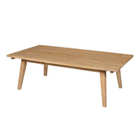 Ann 51 Inch Outdoor Patio Coffee Table, Natural Eucalyptus Wood, Slatted - BM315713