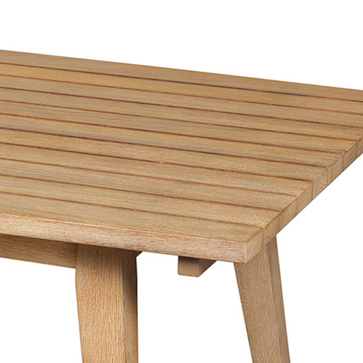 Ann 51 Inch Outdoor Patio Coffee Table, Natural Eucalyptus Wood, Slatted - BM315713