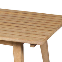 Ann 51 Inch Outdoor Patio Coffee Table, Natural Eucalyptus Wood, Slatted - BM315713