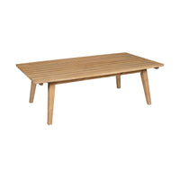 Ann 51 Inch Outdoor Patio Coffee Table, Natural Eucalyptus Wood, Slatted - BM315713