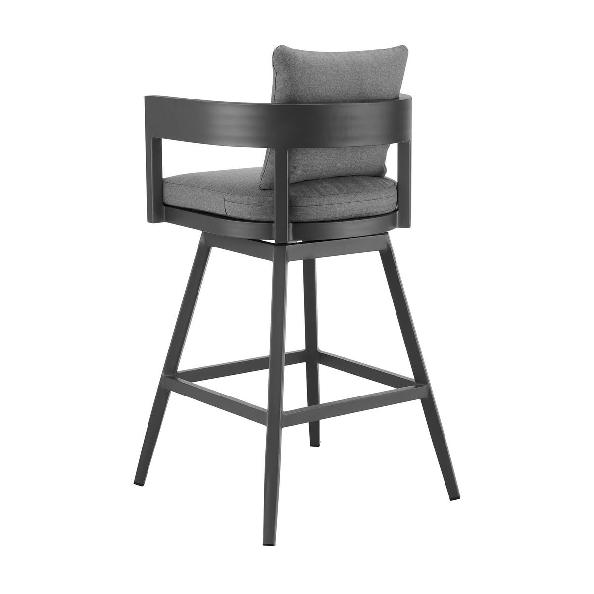 Enya 26 Inch Outdoor Swivel Counter Stool Chair, Gray Aluminum, Cushions - BM315718