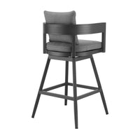 Enya 30 Inch Outdoor Swivel Barstool Chair, Gray Aluminum, Cushions - BM315719