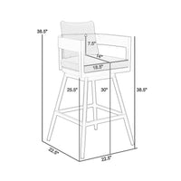 Enya 30 Inch Outdoor Swivel Barstool Chair, Gray Aluminum, Cushions - BM315719