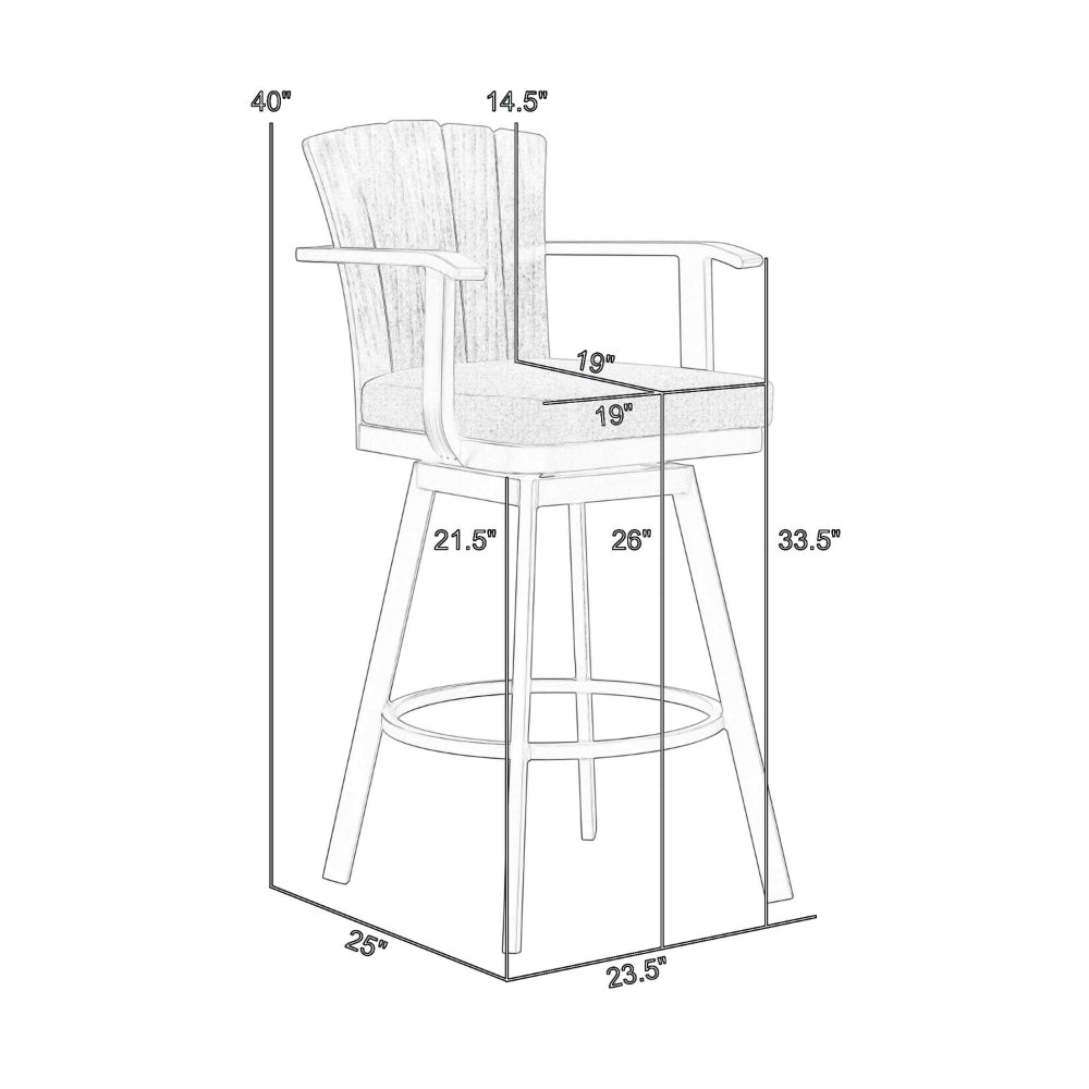 Luna 26 Inch Outdoor Swivel Counter Stool Chair, Rustic Teak Wood, Brown - BM315722